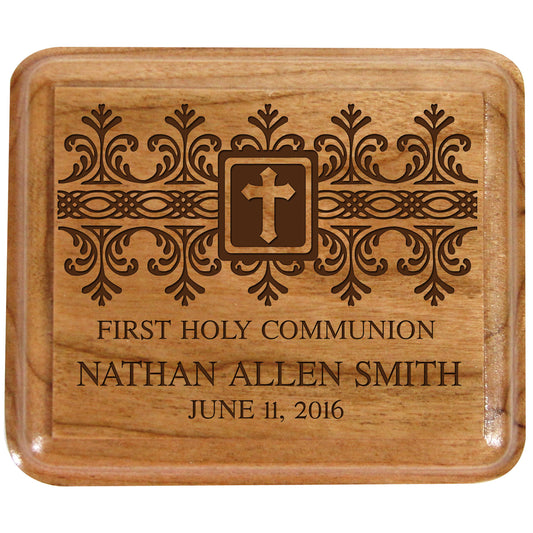 LifeSong Milestones Personalized Wooden Keepsake Box First Communion Gifts For Boys Jewelry Box Christening Gifts For Boys Baptism Favors Dedication Gifts Baptism Gifts For Boys Engraved Wood - WoodArtSupply