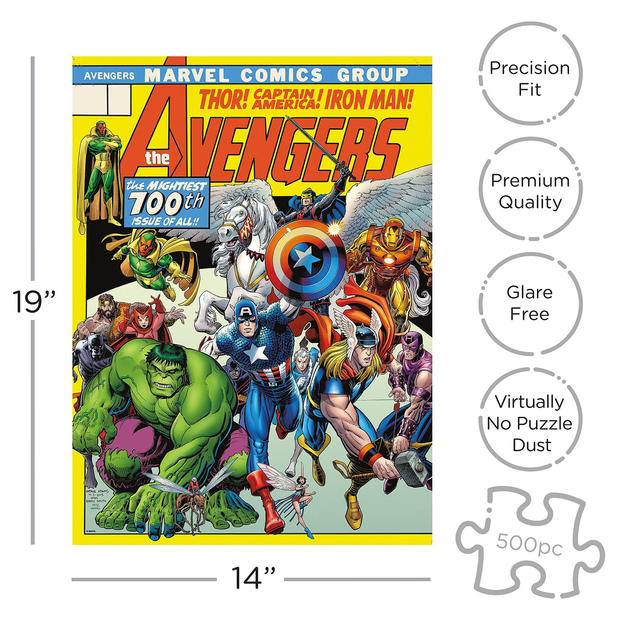 AQUARIUS Marvel Avengers Puzzle (500 Piece Jigsaw Puzzle) - Officially Licensed Marvel Merchandise & Collectibles - Glare Free - Precision Fit - 14 x 19 Inches AQUARIUS
