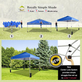 CROWN SHADES 10x10 Pop Up Canopy - Beach Tent with One Push Setup - Easy Outdoor Sun Shade for Events, Parties, Camping - Gazebo with STO-N-Go Cover Bag, Silver Coated Top, Blue CROWN SHADES
