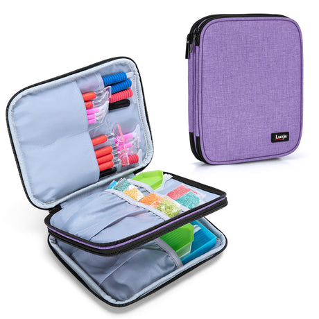 LUXJA Double Layer Diamond Painting Kits Storage, Carrying Bag for Diamond Painting Accessories (Bag Only), Purple LUXJA