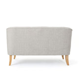 Christopher Knight Home Justus Mid-Century Modern Fabric Loveseat, Beige / Natural GDFStudio