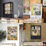 KWYADLUO 11x16 Shadow Box Frame with Light, Memorial Display Case with Shelves, Drawer and Slot for Keepsakes, Large Deep Shadow Box for Flowers and Pet Memorial, Black KWYADLUO