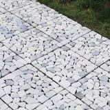 PURE ERA Natural Real Stone Interlocking Floor Deck Tiles Indoor Outdoor Use 12"x12" (4Pcs, 4 sq. Ft, Sliced Grey and White)- Great Upgrade to Patio Backyard Pathway PURE ERA
