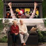 DRATO 75 Gallon Storage Bench Deck Box Outdoor Indoor,Lockable Durable All-Weather Seating with Hidden Storage,Deck Storage for Garden, Pool, Patio,Black DRATO