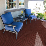 PrimeZone 162 PCS Plastic Interlocking Patio Deck Tiles - 12" x 12" Waterproof Indoor Outdoor Flooring, Patio Floor Decking for Balcony, Backyard, Garden & Poolside, All Weather Use, Dark Brown PrimeZone