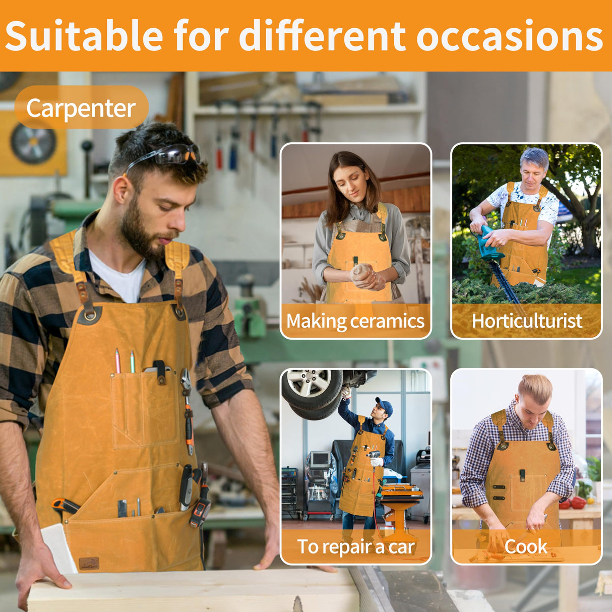 Strong Hammer Tool Aprons,Woodworking Apron,Versatile Apron with Multiple Pockets - Perfect,Apron For Men Women,Kitchen Aprons For Women,M-XXXL Strong Hammer