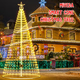 Led Outdoor Christmas Tree, 16ft Prelit Christmas Tree, Smart Outside Christmas Tree Light Show App Control with 1008 LED Lights Color Changing Sync APP & Remote Control Christmas Tree Lighting Miveda