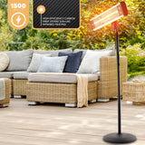 SereneLife Infrared Patio Heater, Electric Patio Heater for Indoor/Outdoor Use, Portable Stand Heater with Remote Control, 1500 W, for Restaurant, Patio, Backyard, Garage, Decks (Black) SereneLife