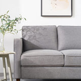 Mellow HANA Modern Linen Fabric Loveseat / Sofa / Couch with Armrest Pockets, Heather Grey Mellow