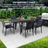 Kozyard Villa Expandable Patio Dining Table - Adjustable, Aluminum Outdoor Furniture for 4-6 Person, Perfect for Backyard, Porch, Deck, Garden - Dark Grey, 43"- 86" Kozyard
