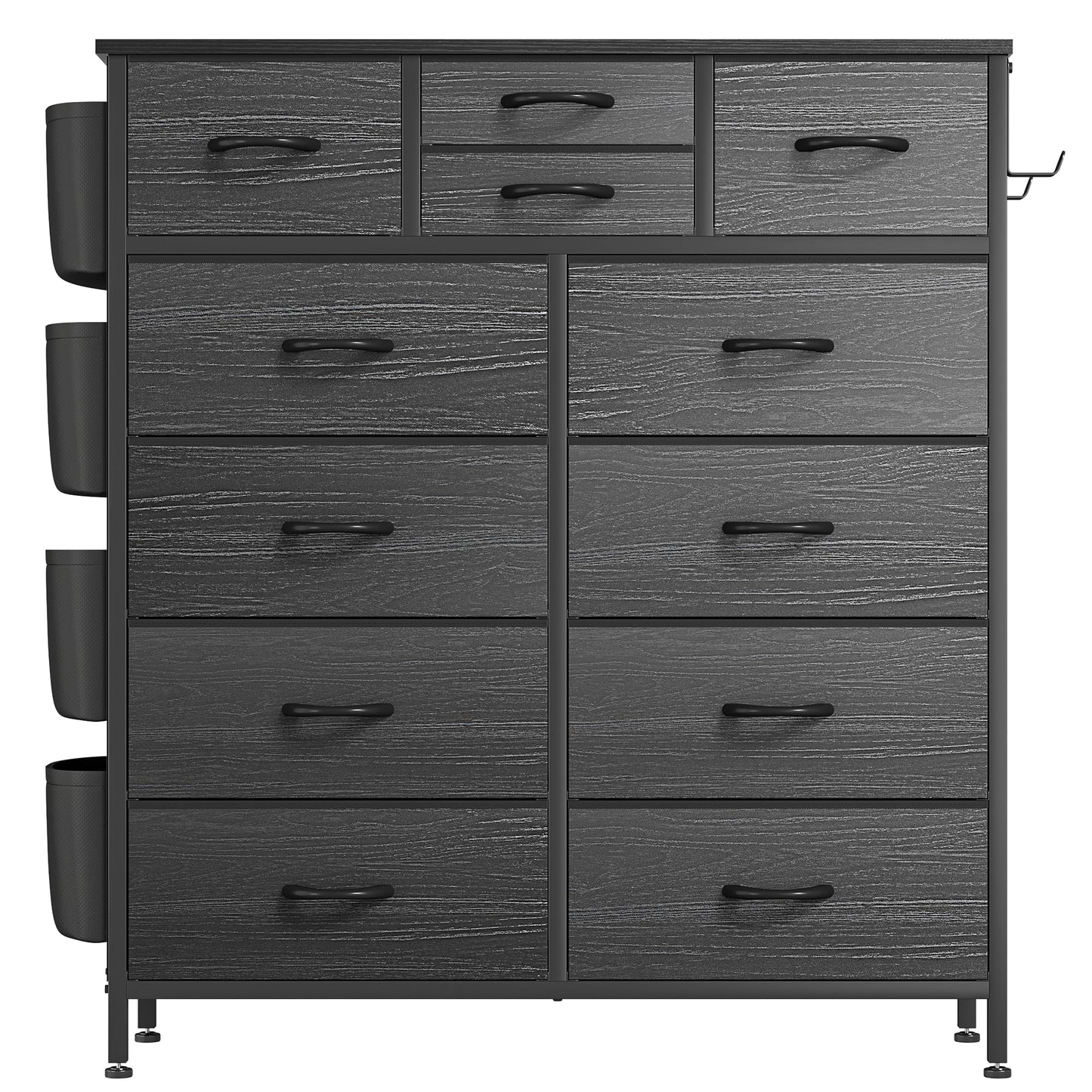 Lulive Dresser for Bedroom with 12 Drawers, Tall Dresser Chest of Drawers with Side Pockets and Hooks, Fabric Dresser Storage Tower for Closet, Hallway, Living Room (White) - WoodArtSupply