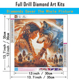 CHWGLFGG 5D Diamond Art Kits for Adults Beginners, Indian Woman and Wolf Diamond Painting Kits, DIY Full Round Drill Paint by Diamonds Dot Gem Art for Adults, Home Wall Decor 13.7X 13.7 Inch CHWGLFGG
