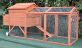 ChickenCoopOutlet 96" Wheel Wood Chicken Coop Backyard Hen House Nesting Box & Run New ChickenCoopOutlet