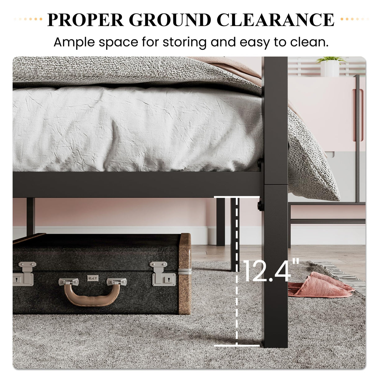 SHA CERLIN Canopy Bed Frame Full Size/Mattress Foundation with Metal Slats Support/No Box Spring Needed/Easy Assembly/Black SHA CERLIN