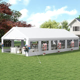 DWVO 40x20FT Heavy Duty Party Tent Outdoor Large Wedding Event Shelters Upgraded Galvanized Canopy with White Roof Removable Sidewalls, White DWVO