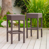 Christopher Knight Home Milton Outdoor Wicker Backless Bar Stools, 2-Pcs Set, Dark Brown Christopher Knight Home