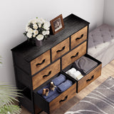 YITAHOME Dresser for Bedroom with 9 Drawers - Fabric Storage Tower, Tall Chest Organizer Unit for Living Room, Entryway, Closets with Sturdy Steel Frame, Wooden Top, Brown YITAHOME