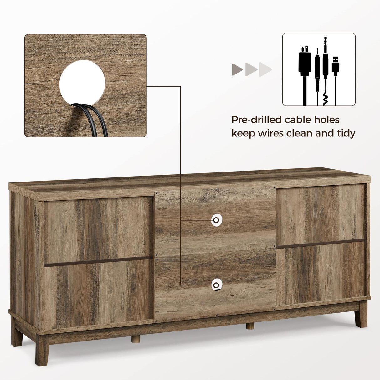 Yaheetech Entertainment Center with Storage, Farmhouse TV Stand for 65 Inch TVs, Wooden TV Console Cabinet with Barn Doors for Living Room, Rustic Oak Yaheetech