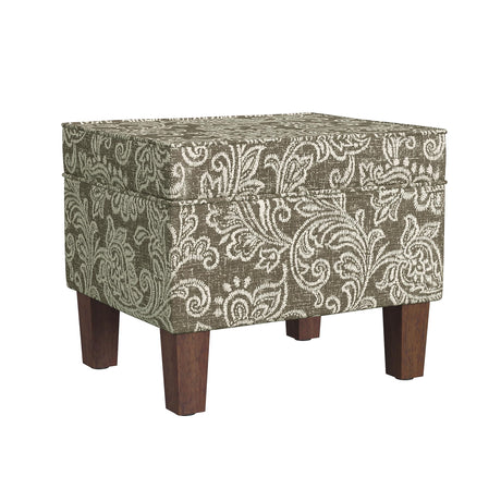 HomePop Home Decor |K7646-A880| Upholstered Modern Rectangular Storage Ottoman | Hinged Lid Ottoman with Storage for Living Room & Bedroom, Brown Jacobean Print HomePop