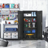 TaskStorz 71 Inch Metal Storage Cabinet with Locking Doors and Adjustable Shelves, Steel SnapIt Cabinet, Metal Garage Cabinet, Tool Cabinets for Office, and Home Use (Black) TaskStorz