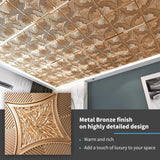 Art3d Drop Ceiling Tiles 24x24 in Bronze (12-Pack, 48 Sq.ft), 3D Wainscoting Panels Glue Up 2x2 Art3d