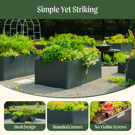 Vego garden Raised Garden Bed, 17" Tall 27" x 53" Heavy Long and Large Metal Planter Box for Trees Plants Flowers Double-Walled Modern Steel Planters for Commercial Residential, Patio, Midnight Blue Vego garden