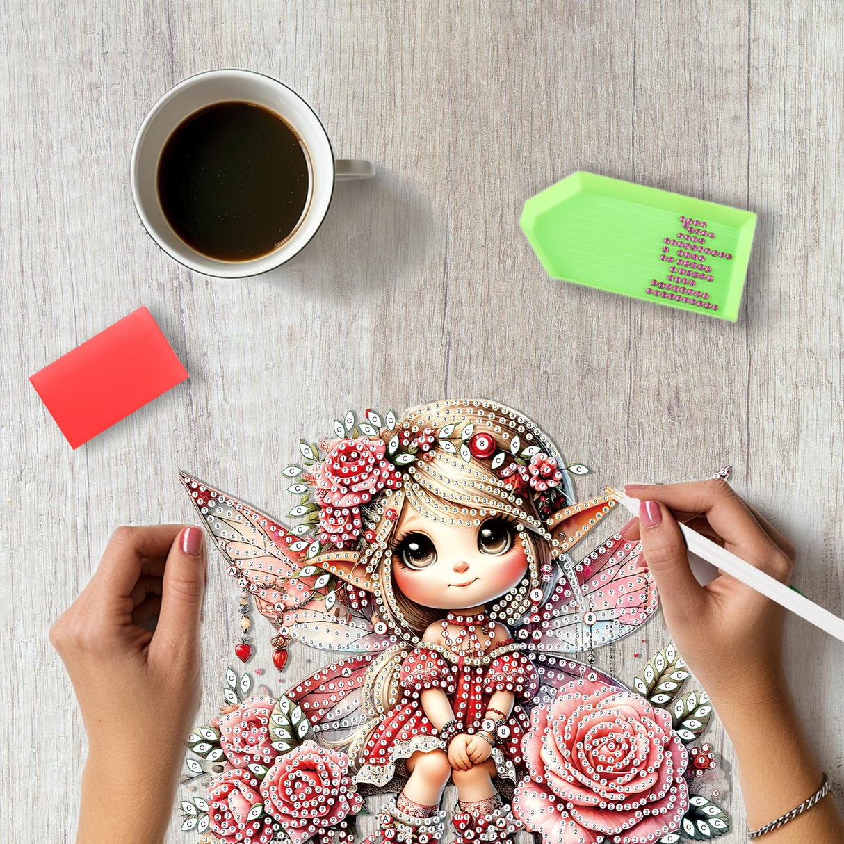 SENQAO Angel Hanging Diamond Art Painting Kits for Adults Beginners, 5D Special Shape Diamond Art Kits, Valentine's Day Fairy Crystal Rhinestones Diamond Gem Art Painting for Home Garden Wall Decor SENQAO