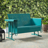 Crosley Furniture CO1024-TU Bates Retro Metal Outdoor Loveseat Glider, Turquoise Gloss Crosley Furniture