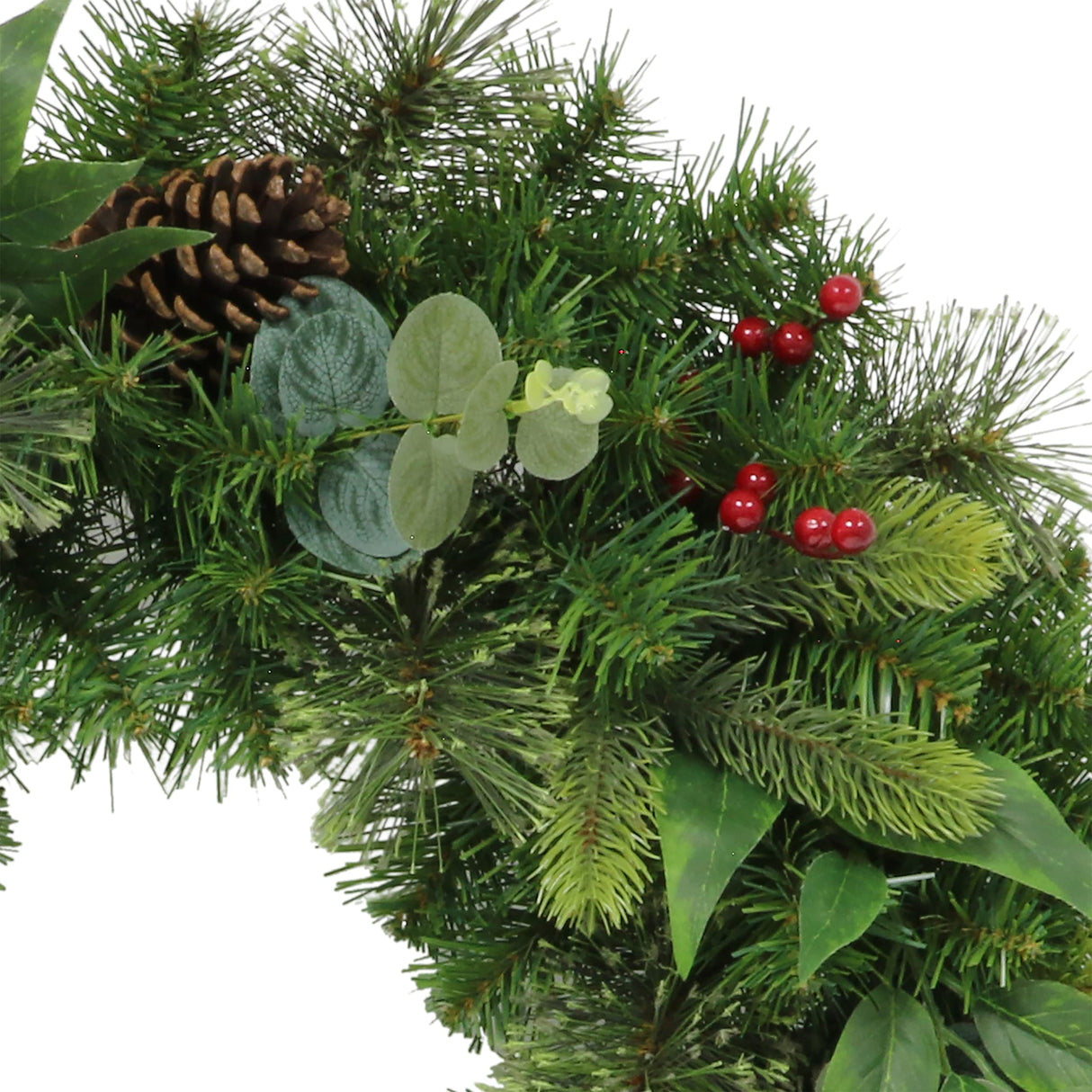 Puleo International 24" Mixed Christmas Wreath with 120 Tips, Round, Green Puleo International