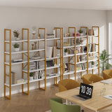 Jehiatek Gold Bookshelf 5 Tiers, Geometric Bookcase, 71"L x 71"H Tall Etagere Book Case, Sturdy Metal Frame, Freestanding Display Shelving Unit for Home, Office, Library Jehiatek