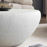 Modern Oval Coffee Table Contemporary Stone Coffee Tables Modern Accent Center Table Faux Rock Table for Indoor Outdoor, No Need Assembly, Accent Table Living Room Furniture, Beige MaiDeHaoo