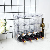 IEEK Plastic Stackable Bottle Storage Holder Rack Holds 16 Bottles,Free-Standing Water Bottle/Wine and Drink Organizer Shelf for Kitchen Cabinet,Fridge,Countertop,Pantry,Freezer,4 PackX4 Bottles,Clear IEEK