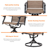 NUU GARDEN 7 Piece Outdoor Dining Set, 6 Swivel Patio Chairs and 1 Dining Table with 1.57 Inch Umbrella Hole, Iron Patio Furniture Set for Lawn Backyard Balcony, Black and Brown NUU GARDEN
