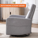 Ketaiyou Swivel Rocking Recliner Chair for Adults, Rocker Nursery Glider Chair for Living Room Bedroom, Upholstered Fabric Reclining Single Sofa Chair(Light Grey) Ketaiyou