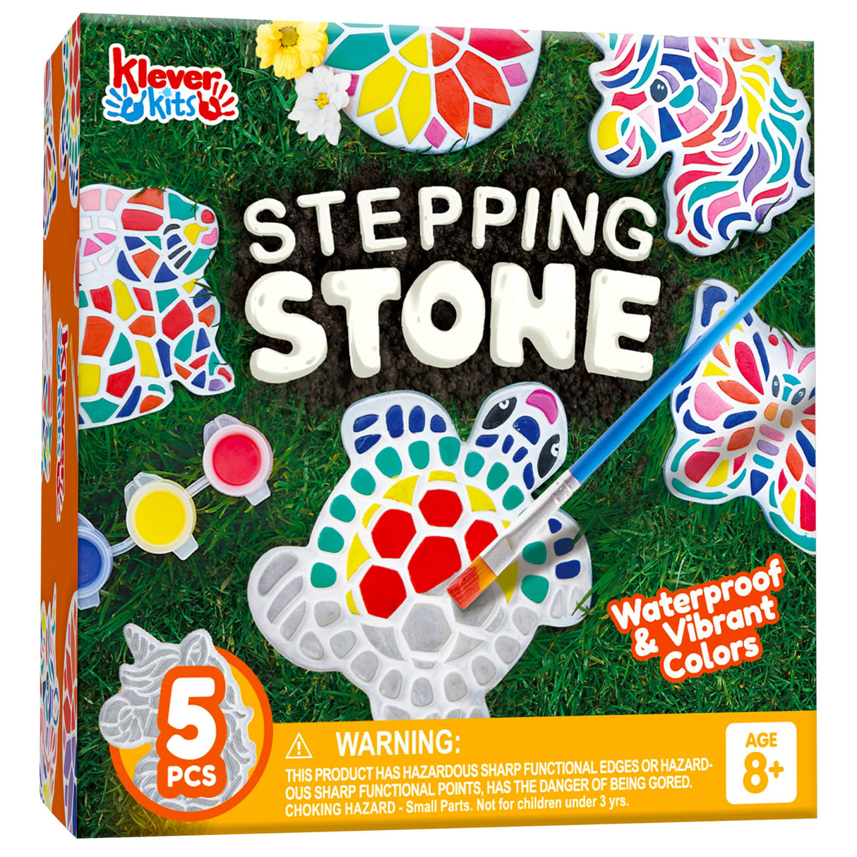 Klever Kits Stepping Stones Painting Kit for Kids - Paint 5 Garden Stones, Ceramic Garden Decor, Unicorn Craft Kits for Boys, Gifts for Boy, Girl Age 8+ Year Old - Summer Gift Klever Kits