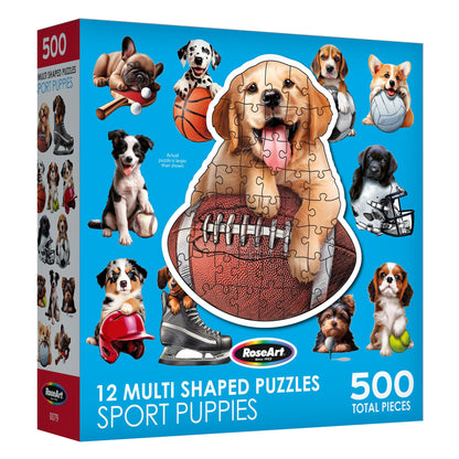 RoseArt - Mini Shaped - Sport Pups - 500 Piece Jigsaw Puzzles for Adults