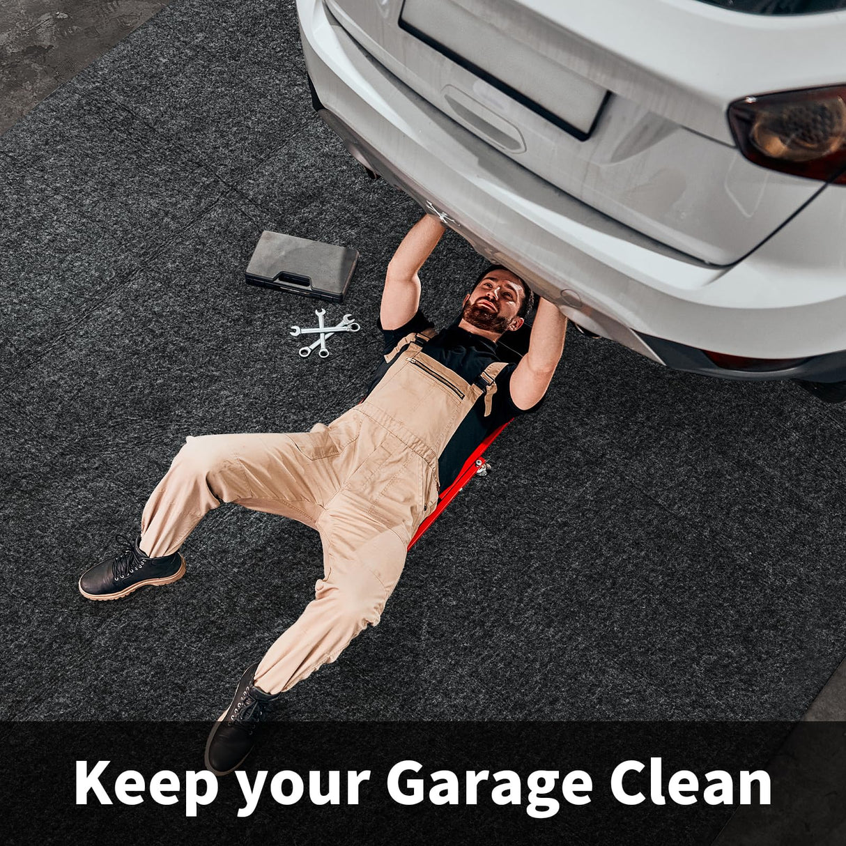 MABOZOO Garage Floor Mat 17x 7.4 Ft,Extra Large Garage Carpet,Reusable Absorbent Oil Spill Mat,Washable Garage Floor Mats for Under Car,Protects Floor from Spills, Drips and Stains,Garage Parking Mat MABOZOO