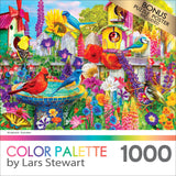 RoseArt - Color Palette - Bird Bath Garden - 1000 Piece Jigsaw Puzzle for Adults RoseArt