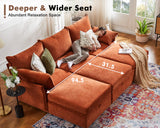 ABCASA Luxury Modular Sectional Sofa w/Storage Otoman, 99" U Shaped Modular Couch with Reversible Chaise, 5 Seater Sofa for Living Room, Apartment, Compact Spaces - Chenille Terracotta ABCASA