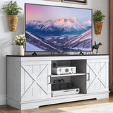 YITAHOME TV Stands for TV up to 65 Inch, Farmhouse Entertainment Center with Double Barn Doors & Storage Cabinets, Rustic TV Cabinet Media Console Table for Living Room, 59 Inches, Grey White/Espresso YITAHOME