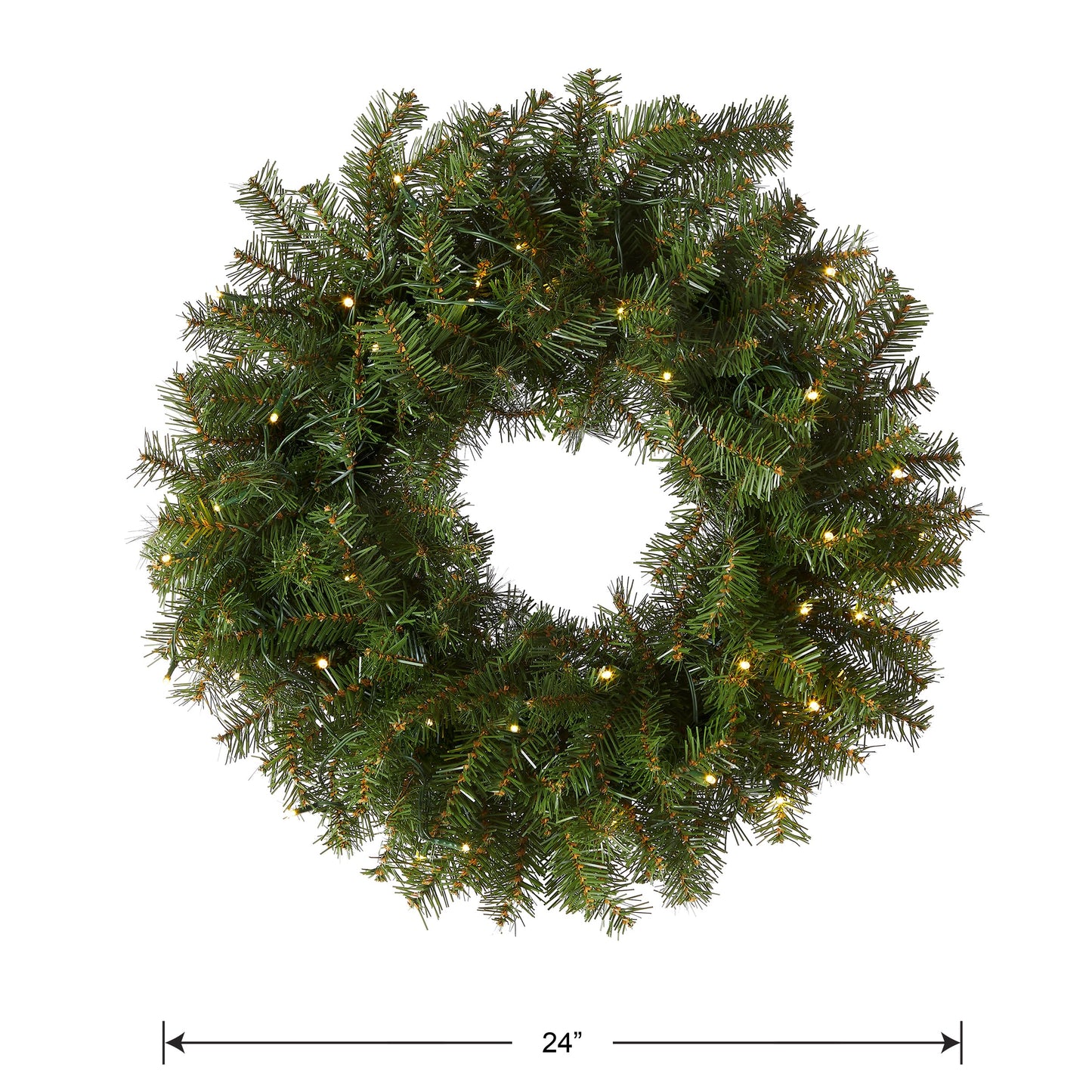 National Tree Company Pre-Lit Artificial Christmas Wreath, Green, Norwood Fir, White Lights, Christmas Collection, 24 Inches