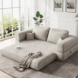 Jocoevol 75'' Queen Folding Convertible Sofa Bed with Large Pillow, 4-in-1 Floor Foldable Futon Sofa Bed, Chenille Boneless Mattress Couch, Floor Sleeper Sofa Chair Bed for Living Room/Bedroom, Beige Jocoevol