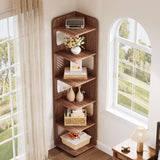Tribesigns 6-Tier Corner Shelf Stand, 71-Inch Rustic Tall Narrow Corner Bookshelf Bookcase with Storage Rack, Corner Plant Stand Display Shelf Organizer for Living Room, Bedroom, Office Tribesigns
