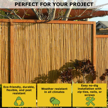 Backyard X-Scapes Natural Bamboo Fencing Decorative Rolled Fence Panel 1 in D x 6 ft H x 8 ft L