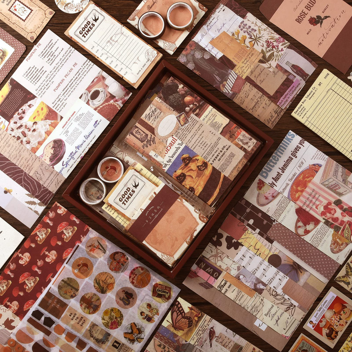 Scrapbooking Supplies Kit, 351pcs Bullet Junk Journal Kit with Journaling Supplies, Vintage Aesthetic Scrapbook Paper A6 Grid Notebook, Scrapbook Kit, Craft DIY Gift for Adult Teen Girl Kid Women OFFIGIFT