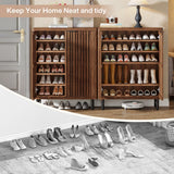 Tribesigns Shoe Cabinet with Shutter Doors, 6-Tier Entryway Shoe Cabinet with Adjustable Shelves, Wooden Modern Rack Organizer for Entryway, Hallway, Closet, Living Room, Walnut Tribesigns