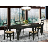 East West Furniture LGPF5-BLK-C Logan 5 Piece Kitchen Set Includes a Rectangle Dining Room Table with Butterfly Leaf and 4 Linen Fabric Upholstered Chairs, 42x84 Inch East West Furniture