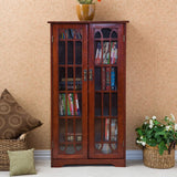 SEI Furniture Window Pane Storage Adjustable Shelves Display Cabinet, 47.75" H x 26.25" W x 9.5" D, Cherry SEI Furniture