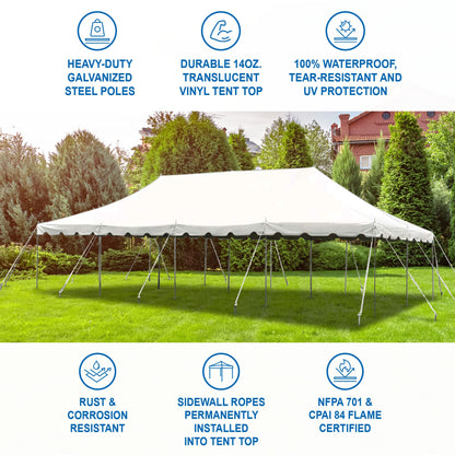 Party Tents Direct 20'x40' Canopy Tent, Weekender Canopy Pole Tent, Easy Up with Heavy Duty PVC White Top, 160 Person Capacity, Outdoor Canopies, Tents for Parties, Weddings & Events