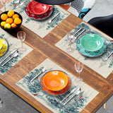 Winter Forest Tree Placemats Set of 4，Pine Tree Christmas Red Bird Heat Resistant Non Slip Place Mats Cotton Linen Tablemats for Dining Table Kitchen Decor 18 x 12 Inch Imiss